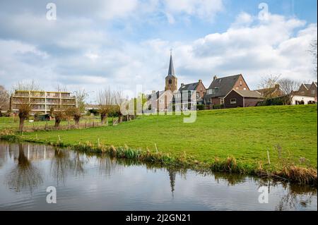 Scenic view of the old part of the village of Nieuwerkerk aan den IJssel in The Netherlands Stock Photo