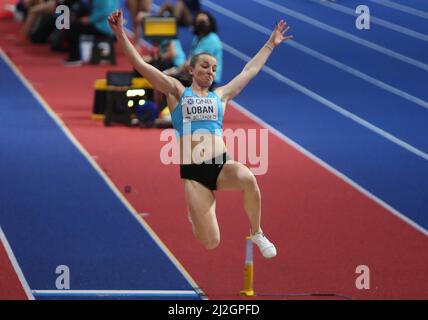 Yuliya LOBAN of Ukraine   Long Jump PENTATHLON  Women during the World Athletics Indoor Championships 2022 on March 18, 2022 at Stark Arena in Belgrade, Serbia - Photo Laurent Lairys Stock Photo