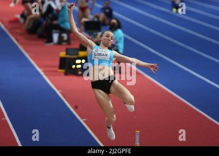 Yuliya LOBAN of Ukraine   Long Jump PENTATHLON  Women during the World Athletics Indoor Championships 2022 on March 18, 2022 at Stark Arena in Belgrade, Serbia - Photo Laurent Lairys Stock Photo