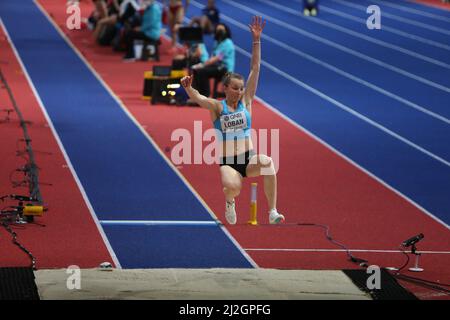 Yuliya LOBAN of Ukraine   Long Jump PENTATHLON  Women during the World Athletics Indoor Championships 2022 on March 18, 2022 at Stark Arena in Belgrade, Serbia - Photo Laurent Lairys Stock Photo