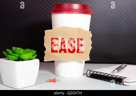 EASE word made with building blocks isolated on white Stock Photo