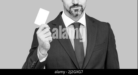 successful ceo suggest easy banking profit payment. cropped man boss in businesslike suit. Stock Photo
