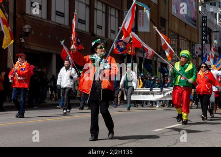 Toronto, ON, Canada – March 20, 2022: People Take Part In The St