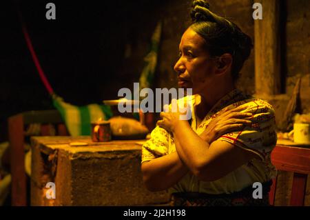 Mayan woman in ambient light, Nahualá, Solola, Guatemala, Central America. © Kraig Lieb Stock Photo