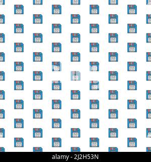 Vector save, diskette pattern with various icons. Symbol texture design. Stock Vector