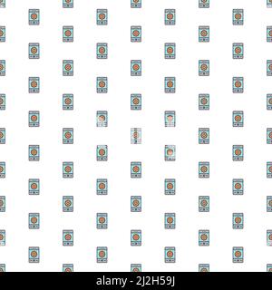 Vector phone with gear, smartphone repair, mobile development pattern with various icons. Stock Vector