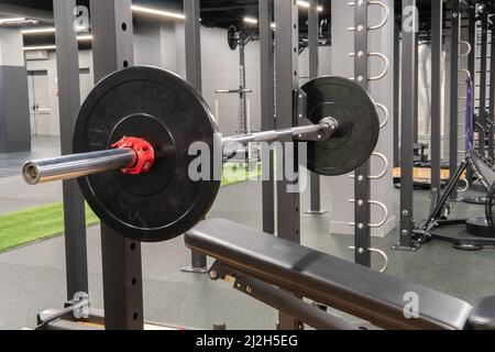 Barbell active workout training strong, for bodybuilder weights from hardcore from healthy motivation, hard conscious. Muscle activity powerlifting, Stock Photo