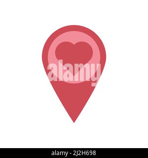 Red location tag with heart vector icon Stock Vector