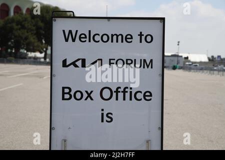 The KIA Forum box office sign on the lot on Friday April 1, 2022, in  Inglewood, Calif. (Jevone Moore/Image of Sport Stock Photo - Alamy