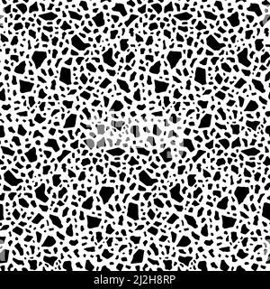 Black and White Terrazzo Vector Seamless Pattern Stock Vector