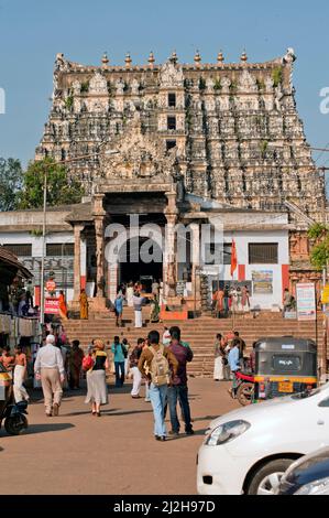 Devotee and pilgrim in front of Anantha Padmanabha swamy Temple at Trivandrum or Thiruvananthapuram state Kerala India Stock Photo