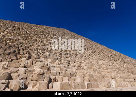 Natural View to the Great Pyramid of Giza under Blue Sky and Day Light, Egypt Stock Photo