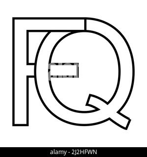 Logo sign, fq qf icon nft fq interlaced letters f q Stock Vector