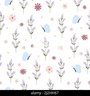 Seamless flower pattern. Bright floral background with blossoms and blooms print. Colored flat vector illustration for textile. Repeating texture Stock Vector