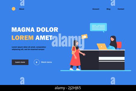 Muslim woman working on laptop and talking with girl. Mom, kid, computer flat vector illustration. Family and communication concept for banner, websit Stock Vector