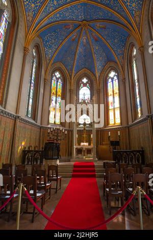 Protestant Christ's Chapel. Hohenzollern Castle. Hohenzollern Castle is the ancestral seat of the imperial House of Hohenzollern. The third of three h Stock Photo