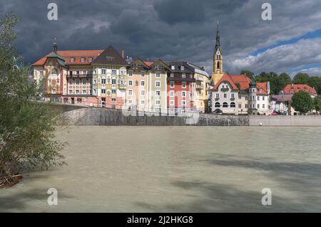 Bad Toelz at Isar River,upper Bavaria,Germany Stock Photo