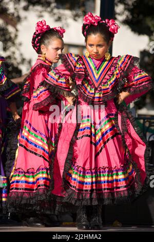 Young girl folkloric dancer at a Cinco de Mayo festival Stock Photo