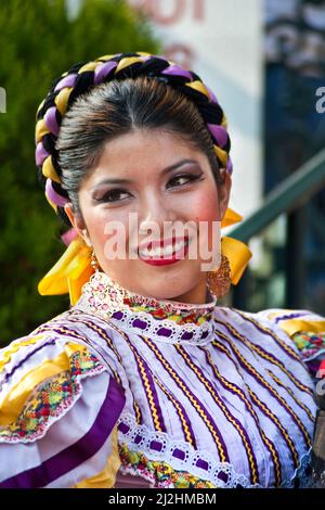 Mexican folkloric dancer at Mexican Independence Day, Los Angeles, California Stock Photo