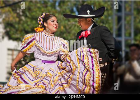 Mexican folkloric dancers at Mexican Independence Day, Los Angeles, California Stock Photo