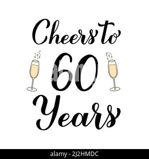 Happy 60th wedding anniversary hand lettering 60 Vector Image