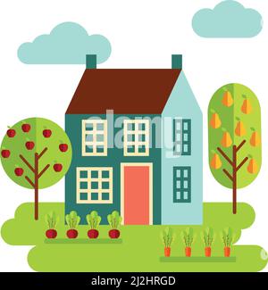 Colorful old city house in european style. Stock Vector