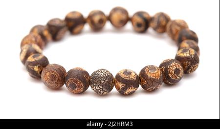 Tibetan style agate beads bracelet isolated on white background Stock Photo