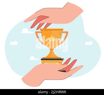 hands human with trophy cup winner icon Stock Vector Image & Art - Alamy