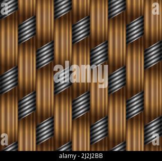 Weave seamless pattern, vector linear background with woven texture, textile knitted repeat tiling background, perfect simplistic minimal design. Stock Vector