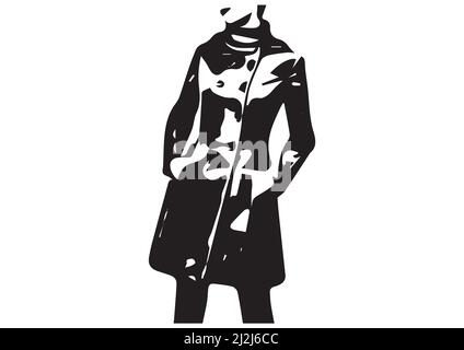 illustration of heavy winter coats for women's clothing fashion in vector art work ladies warm winter blazer fashion shadow clothing wear collection Stock Vector