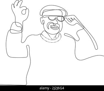 happy senior man with glasses eye examination test Stock Vector