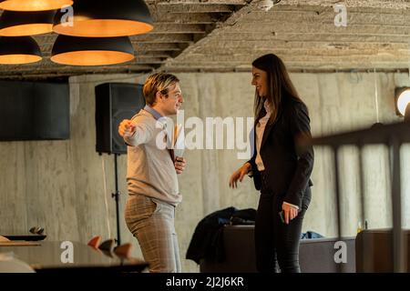 Attractive and beautiful business people are having fun together Stock Photo