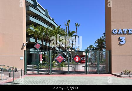 ANAHEIM, CALIFORNIA -10 MAR 2022: Gate 3, Premium Access entrance at Angel Stadium. Stock Photo