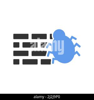 Computer virus on the wall vector icon Stock Vector