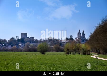 View of Loches from the sensitive natural site of les Prairies du Roy, Touraine, France Stock Photo