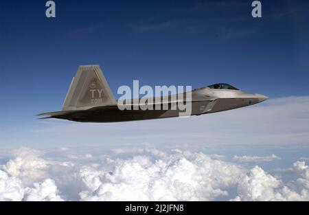 Lockheed Martin F-22 Raptor fighter aircraft in flight. Stock Photo