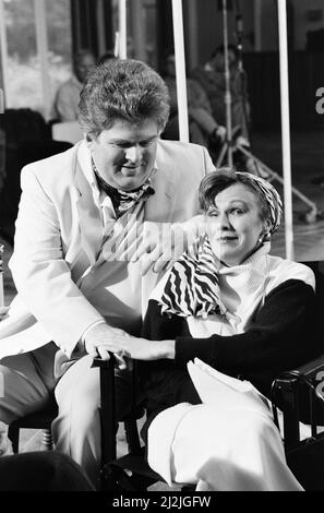 Victoria Wood As Seen on TV, television series, outdoor filming comedy sketches of Acorn Antiques, a spoof of a low budget soap opera, which appear in the show. June 1987. Pictured, Julie Walters, who plays the character Mrs Boadicea Overall. Stock Photo