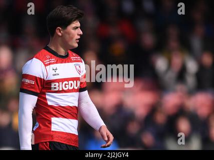 Kingsholm Stadium, Gloucester, Gloucestershire, UK. 2nd Apr, 2022. English Premiership Rugby, Gloucester versus Wasps; Louis Rees-Zammit of Gloucester Credit: Action Plus Sports/Alamy Live News Stock Photo