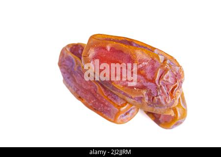 Top view date fruits isolated on white background. Stock Photo