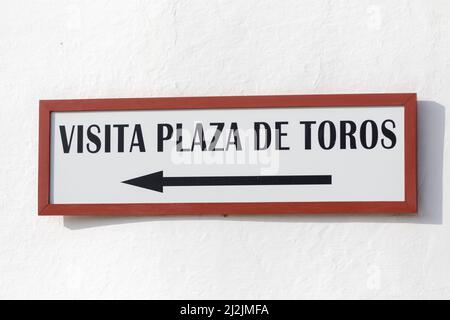 Seville, Spain - May 10, 2018: Sign with directions present near the Plaza de Toros in Seville Stock Photo