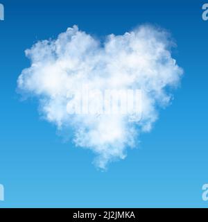heart made of clouds in the blue sky, 3d rendering Stock Photo