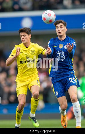 London, UK. 02nd Apr, 2022. Kai Havertz of Chelsea during the Premier League match between Chelsea and Brentford at Stamford Bridge, London, England on 2 April 2022. Photo by Salvio Calabrese. Editorial use only, license required for commercial use. No use in betting, games or a single club/league/player publications. Credit: UK Sports Pics Ltd/Alamy Live News Stock Photo
