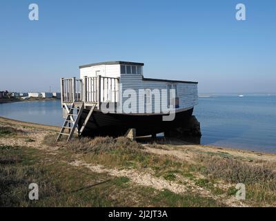 House Boats on The Kench inlet, Hayling Island, Hampshire, England, UK Stock Photo