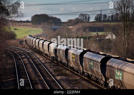 Burton Salmon, Yorkshire, Freightliner merry go round coal train heading west