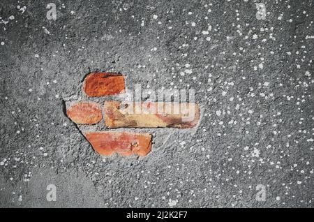 Rough old wall with bricks background. Stock Photo