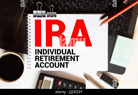 Paper with Simplified Employee Pension Individual Retirement Arrangement SEP IRA on a table. Stock Photo