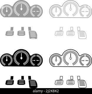 Dashboard pedals set icon grey black color vector illustration image simple solid fill outline contour line thin flat style Stock Vector
