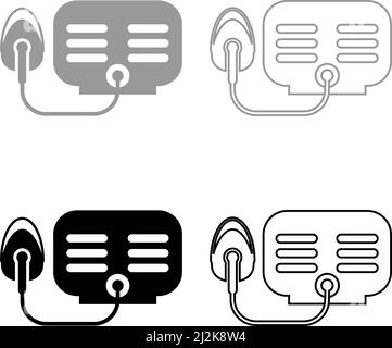 Nebulizer with mask set icon grey black color vector illustration image simple solid fill outline contour line thin flat style Stock Vector