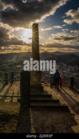 Amazing view over the deep valleys of the river Elbe. Such a nice and calm place during the magical sunset with sky full of fluffy clouds. Stock Photo