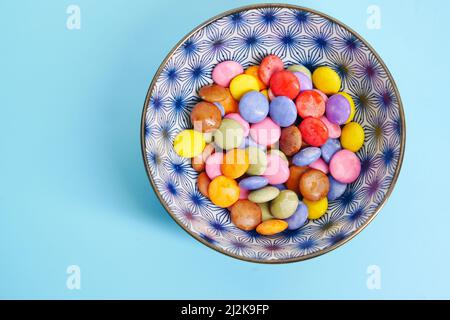 multi-colored sweet candies in a bowl close up  Stock Photo